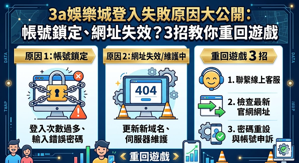 3a娛樂城登入失敗原因大公開：帳號鎖定、網址失效？3招教你重回遊戲