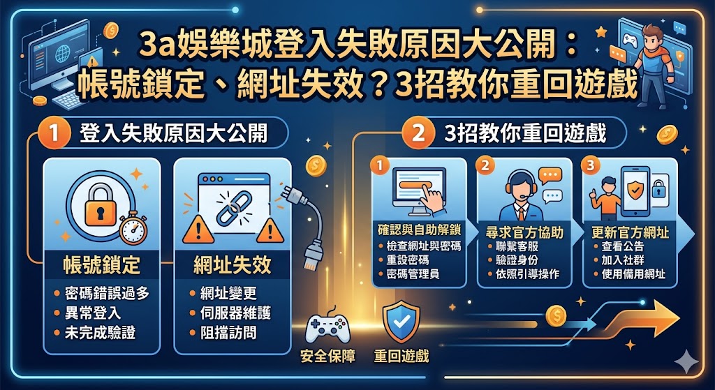 3a娛樂城登入失敗原因大公開：帳號鎖定、網址失效？3招教你重回遊戲