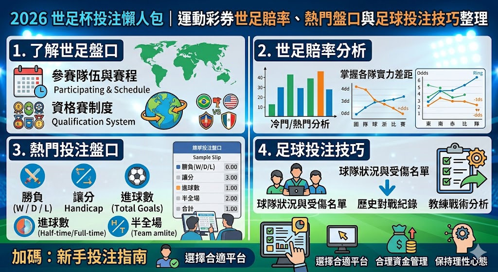 2026世足杯投注懶人包｜運動彩券世足賠率、熱門盤口與足球投注技巧整理